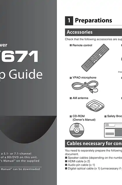 yamaha雅马哈RX-V671 Easy Setup Guide for U.S.A. (rev.1)